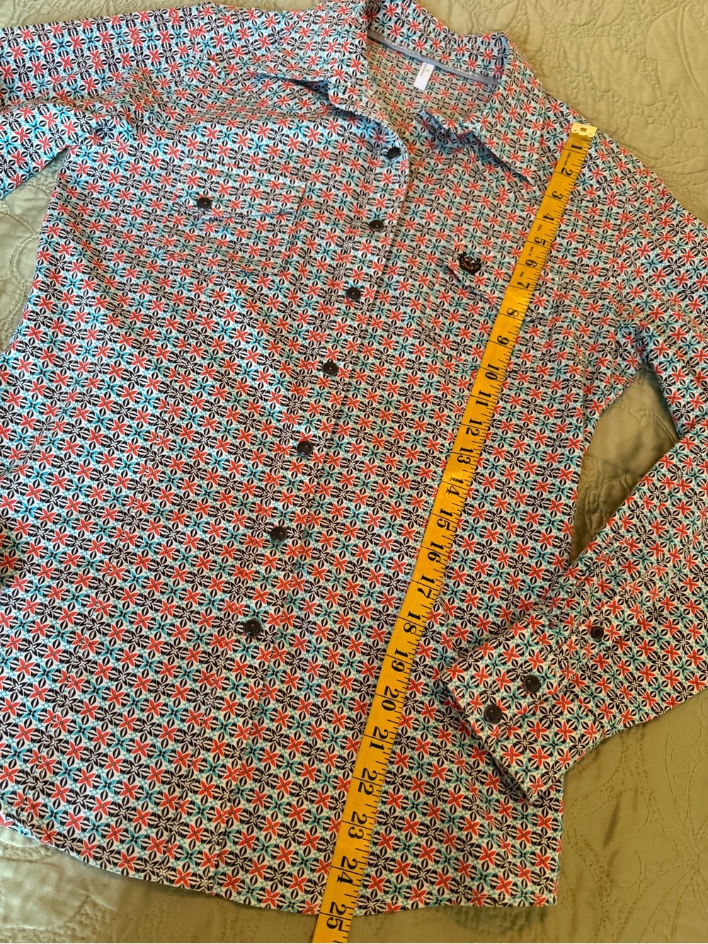 Cinch Retro Mid Century Modern, MCM Floral Pearl Snap Western Cowgirl Shirt, M - Picture 11 of 12